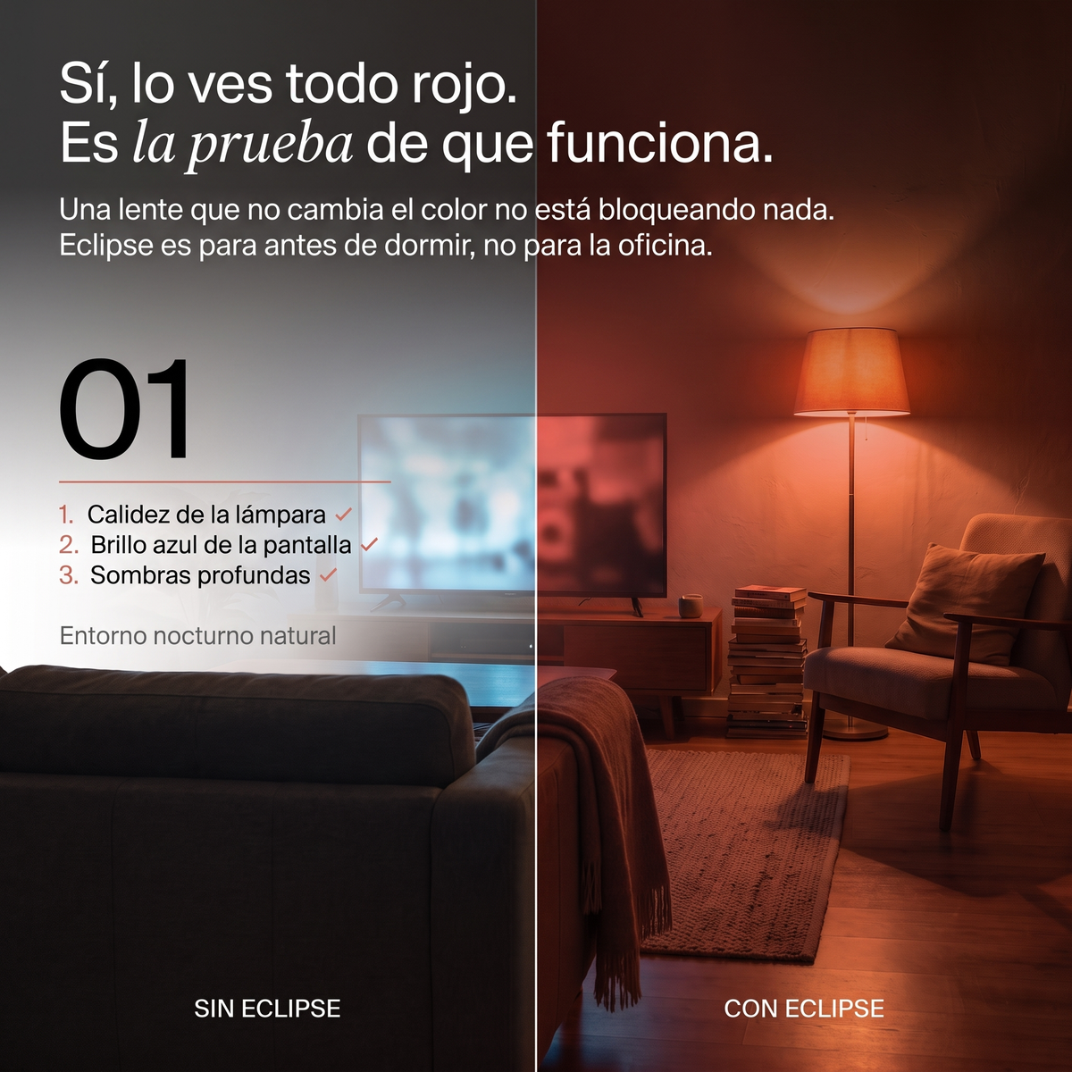 Ceryon Eclipse – Gafas de Filtro de Luz Azul para Dormir · Lente Roja
