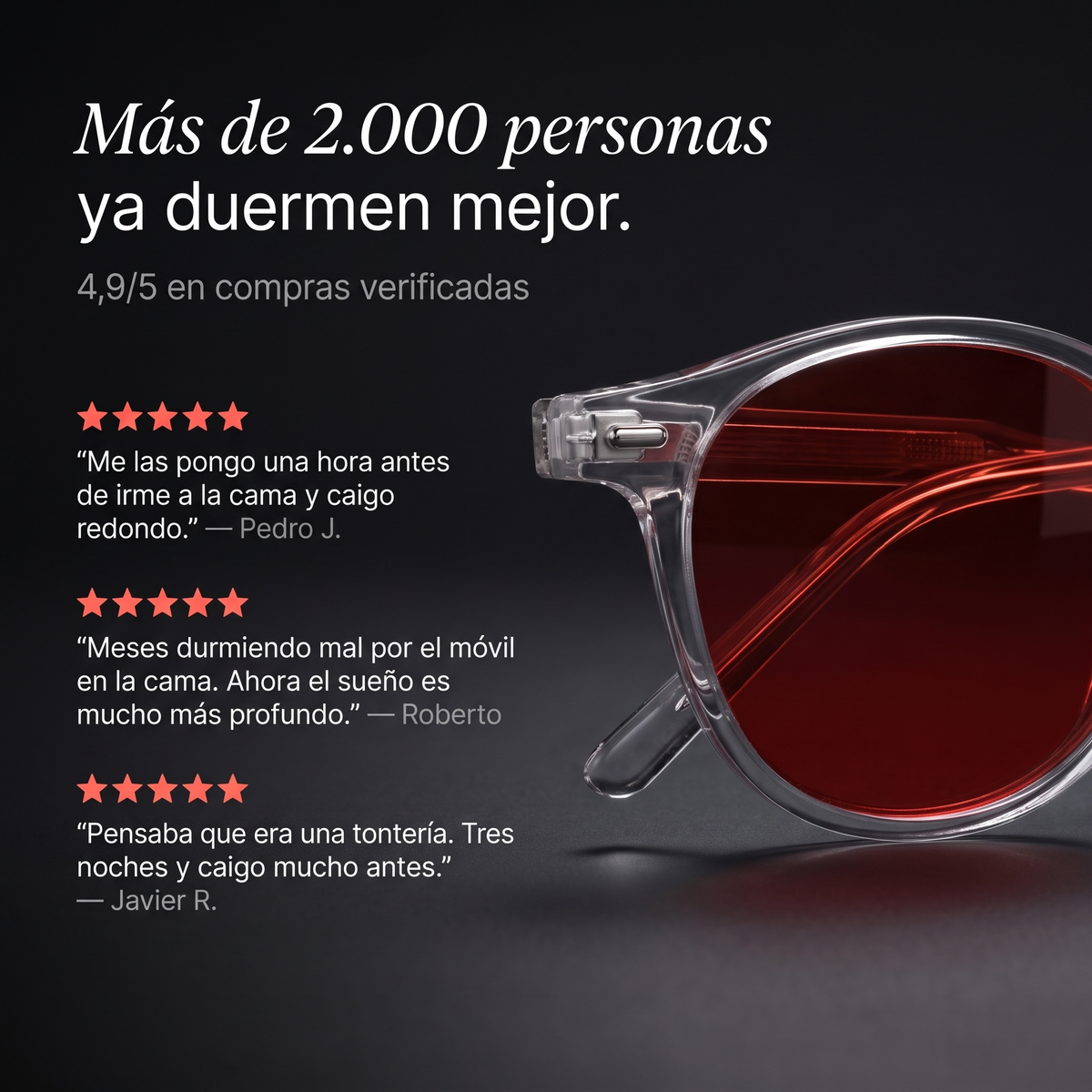 Ceryon Eclipse – Gafas de Filtro de Luz Azul para Dormir · Lente Roja
